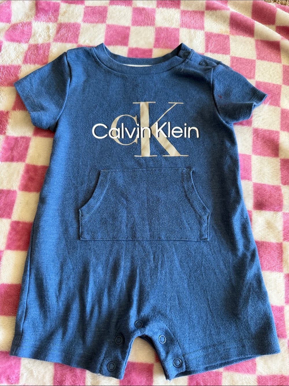 Calvin Klein Blue Logo Cotton Romper